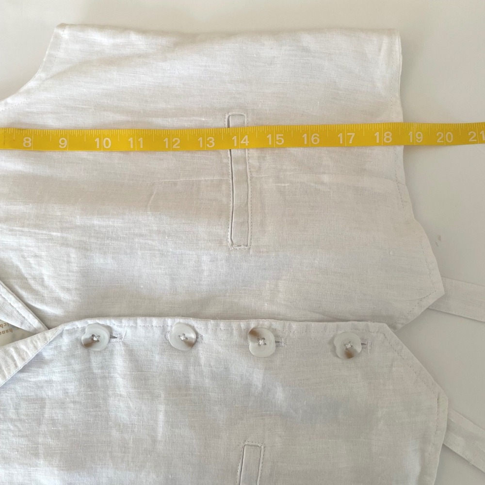LoveShackFancy White‎ Linen Waistcoat Vest Button Front Tie Back Size 4 NEW - Picture 9 of 9